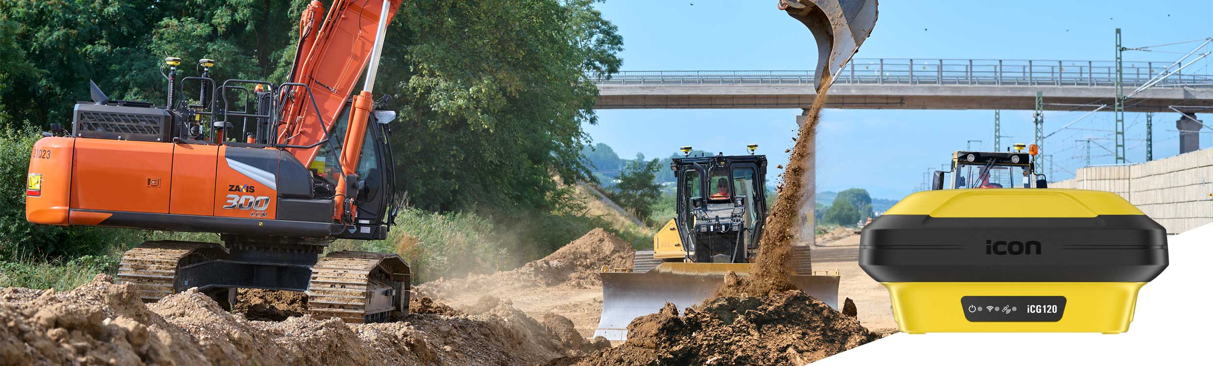 Leica iCON gps 120 Smart Antenna for machine control applications.